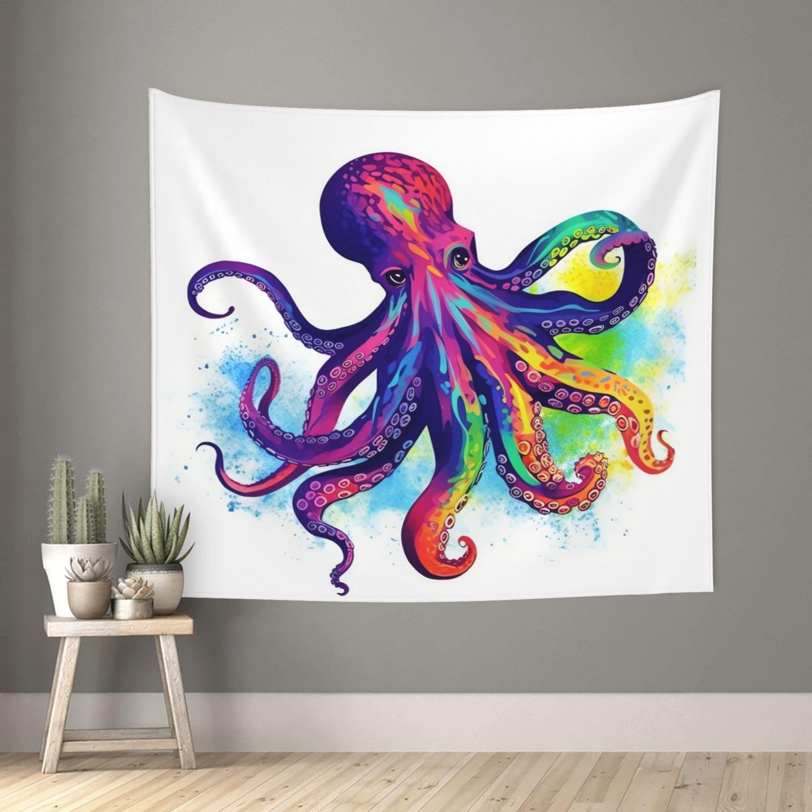 FodPand Colorful Octopus Tapestry for Bedroom Aesthetic, Wall Hanging Tapestries Art Decor Backdrop Wall Tapestry for Dorm Living Room Funny Poster Party Banner Background 51" X 60"