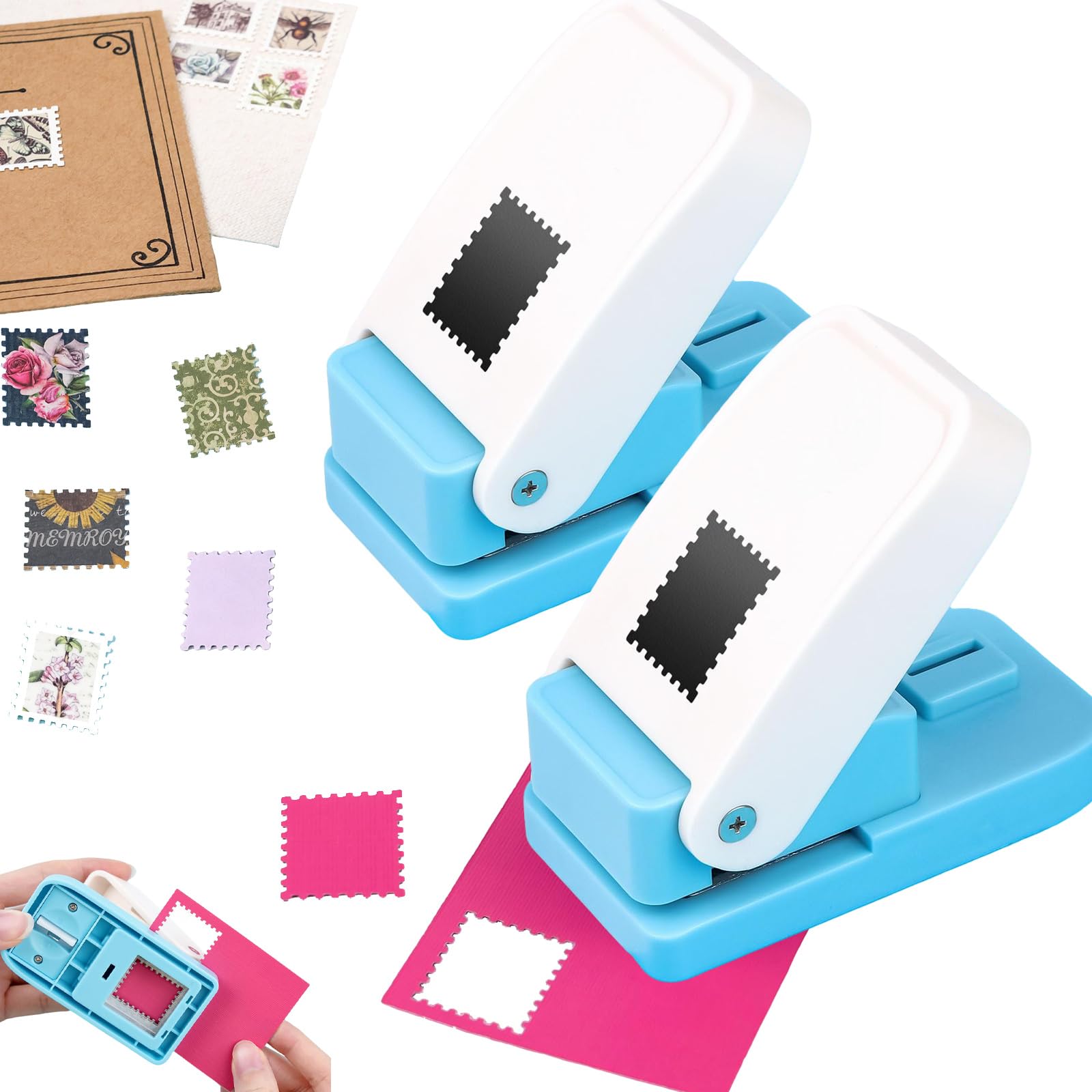 2 Pcs 1" x 0.9" Rectangle Embossing Edge Punch for Paper Craft Scrapbooking — image 1