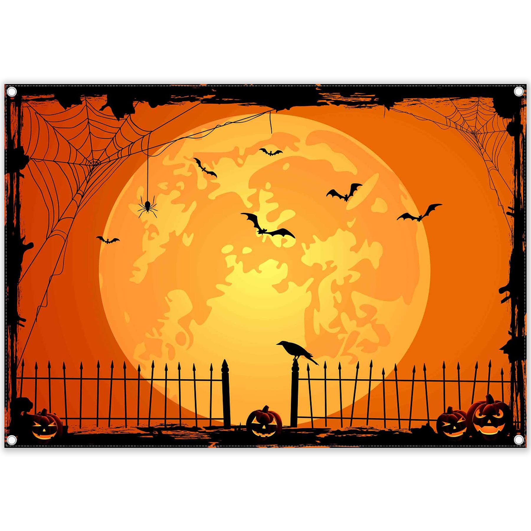 Halloween Backdrop 10x8ft - Pumpkin Bat Starry Sky Photo Background For Parties