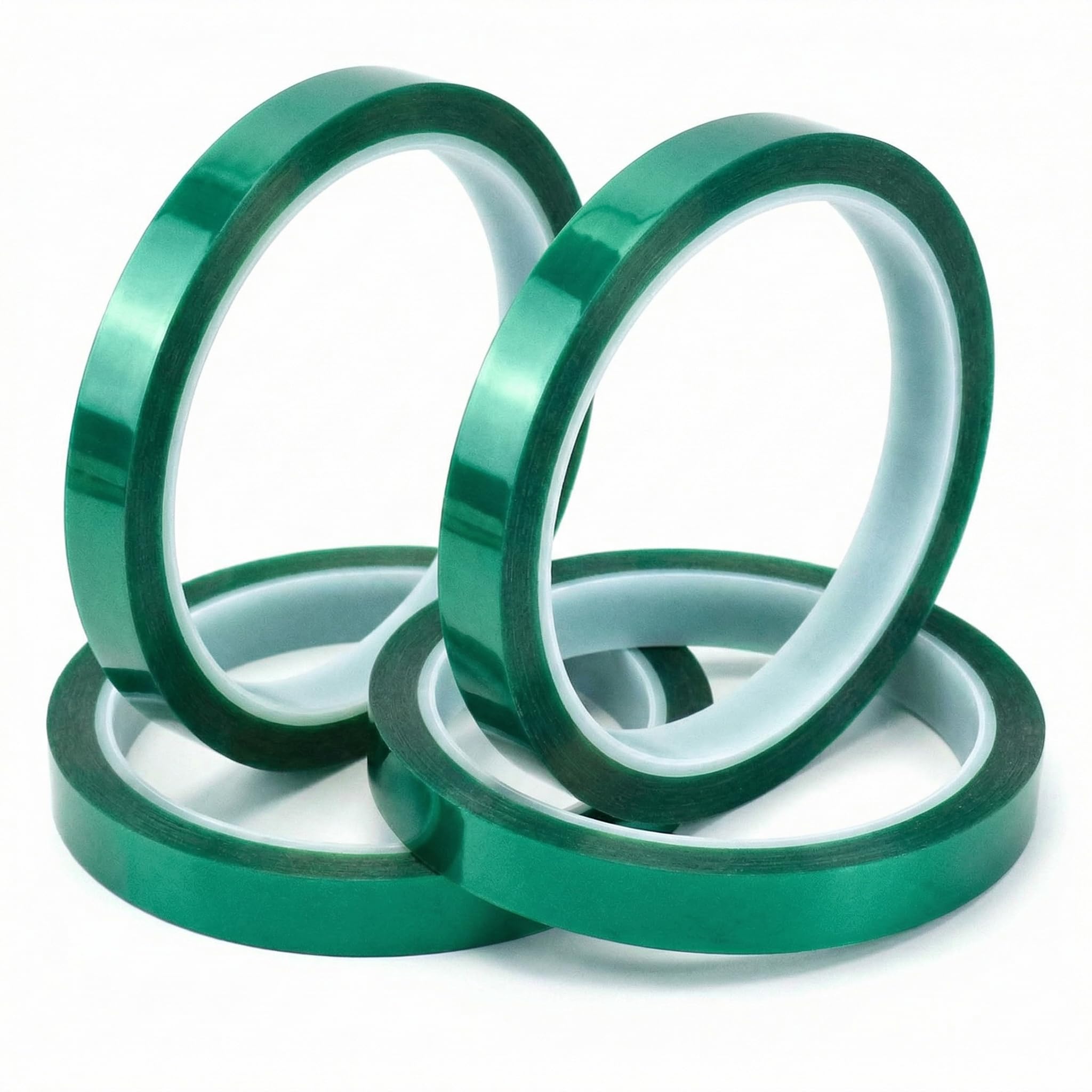 QWORK® 4 Rotoli Nastro Termico Nastro Alta Temperatura 10 mm x 33 m Nastro Kapton per Stampa Sublimatica, Trasferimento di Calore e Isolamento (Verde)