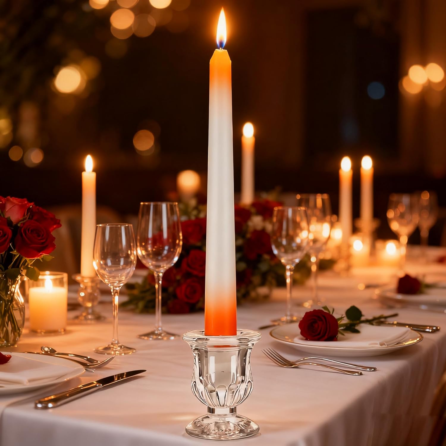 48 Pcs Clear Glass Taper Candle Holders Bulk, 2.5 Inch Small Candlestick Stands, Elegant Table Centerpieces for Wedding, Christmas, Valentine’s Day, Party, Home and Dining Room Decorations (Clear) - Image 6