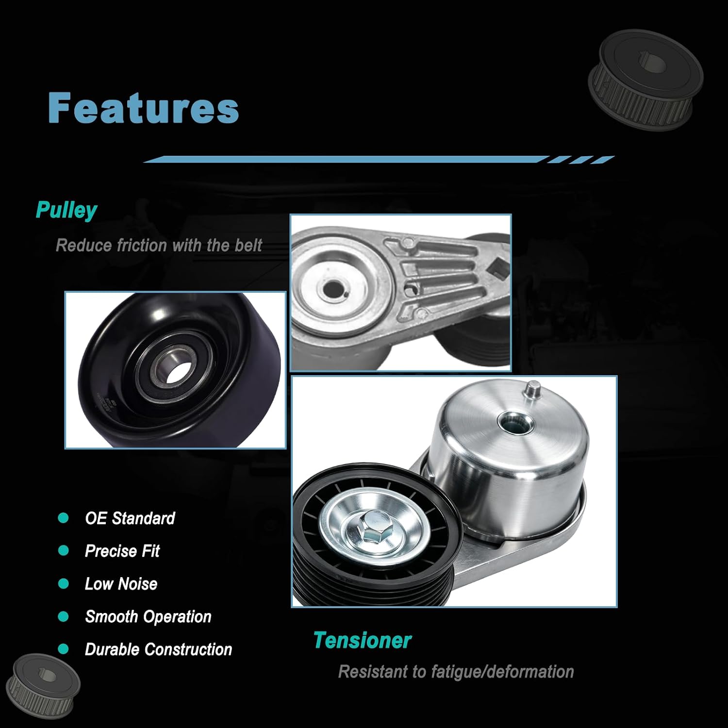 AUCERAMIC Engine Serpentine Belt Drive Kit for Ford Explorer 2000-2003 4.0L V6 Replace# 90K38137A | Compatible with Ford Explorer Sport 2000-2005, Ranger 2001-2011, Mazda B4000 2001-2009, Mercury Mountaineer 2000-2001 4.0L V6