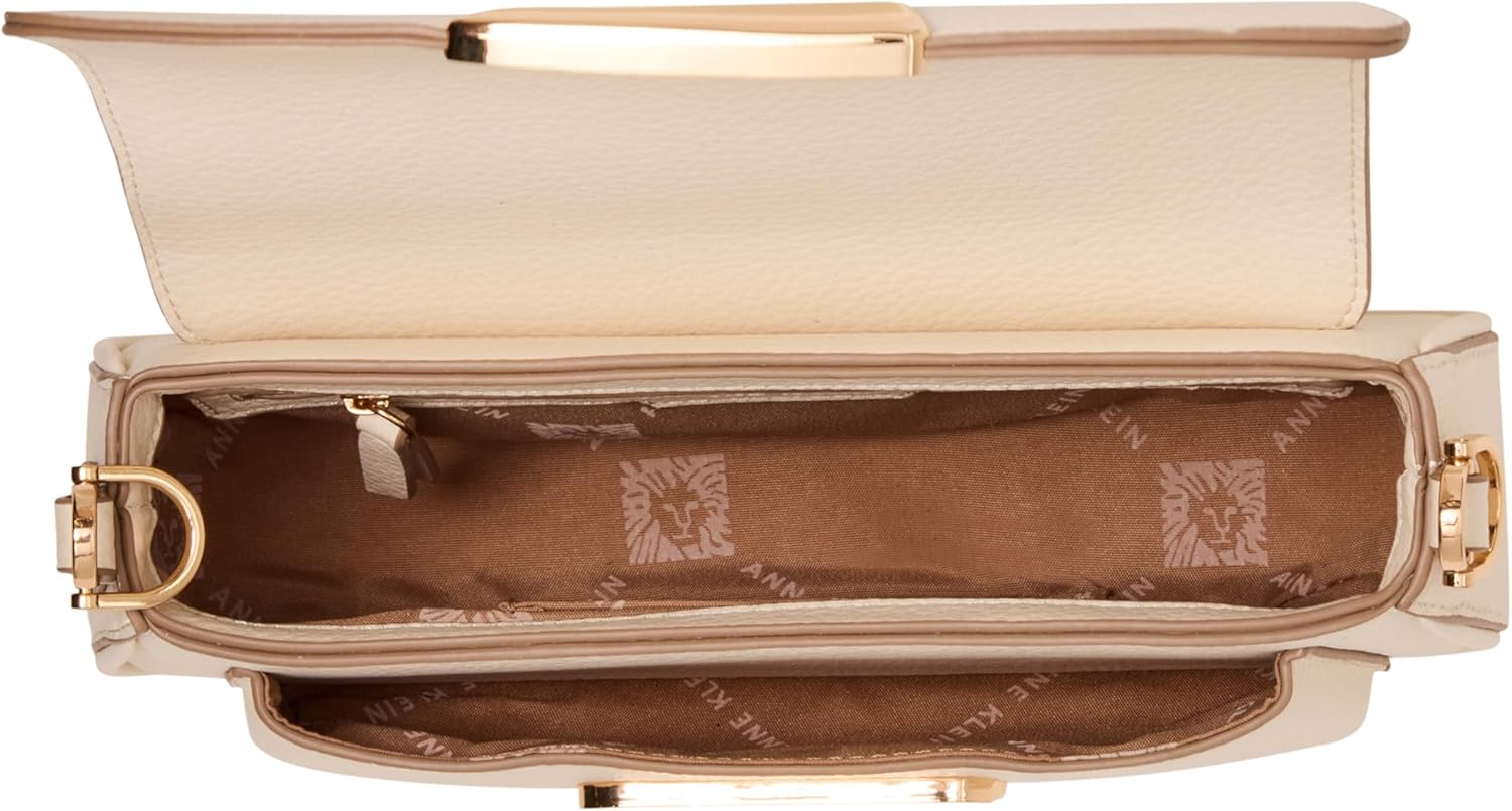 Anne Klein Women's Sculpted Plaque East West Small Shoulder Bag, Pearl White - Image 5