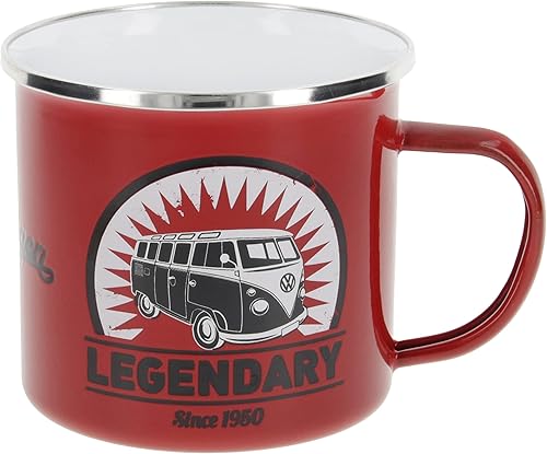Miniatura 1 de BRISA VW Collection Volkswagen - Taza grande esmaltada para café y té para acampar y al aire libre, T1 autobús autocaravana (16.9 fl oz16.9 fl