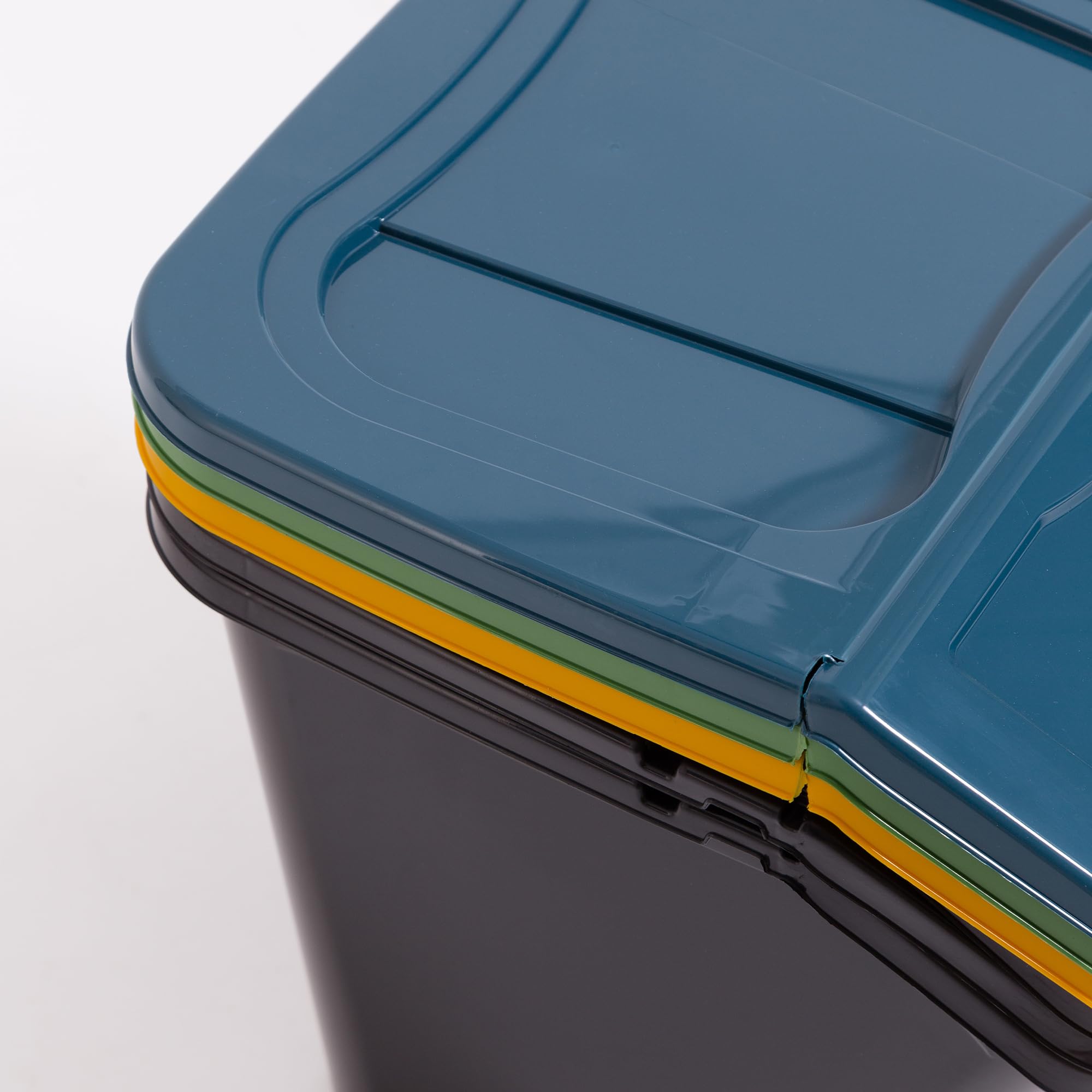 DEA HOME Ecobin Set 3 pattumiere per raccolta differenziata 30L ciascuna, 39x39x33h cm, con coperchio removibile e apertura frontale, design compatto salvaspazio, ideale per interni ed esterni