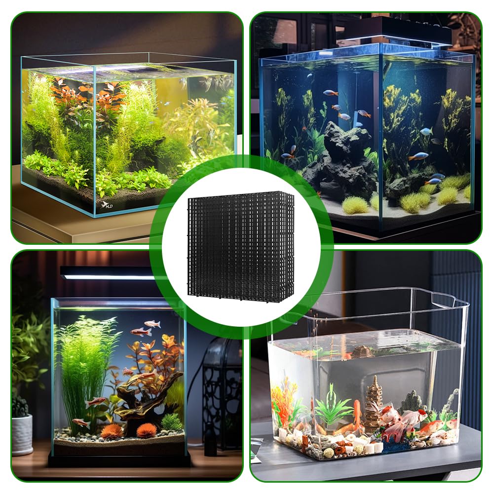Lot de 8 protections pour aquarium - 30 x 30 cm - Avec 6 supports et 20 serre-câbles - Grille en plastique - Accessoire d'aquarium