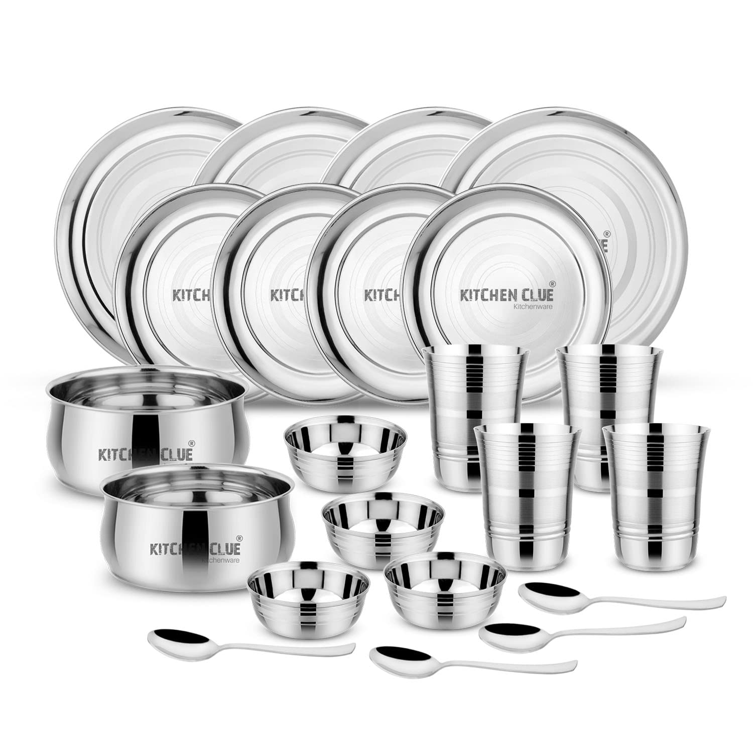 KITCHEN CLUE Highly Durable Stainless Steel Dinner Set for Kitchen