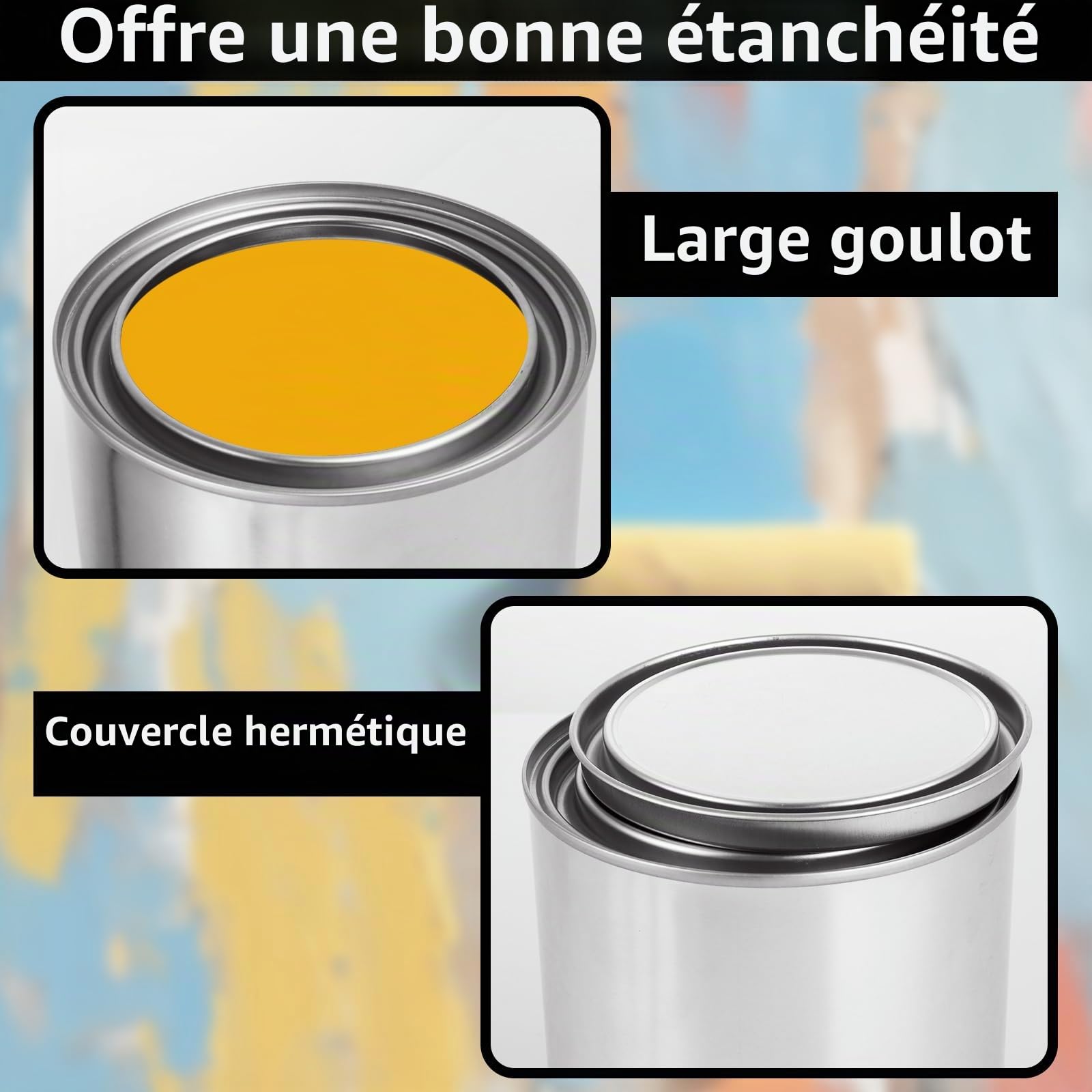 Lot de 6 boîtes de peinture vides de 1 L avec couvercles, multi-usages pour loisirs créatifs, projets de bricolage, organisation de garage