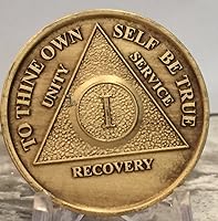 Vista 5 de wendells Juego de 3 medallones AA de bronce de 1 año de sobriedad de aniversario de oración de serenidad