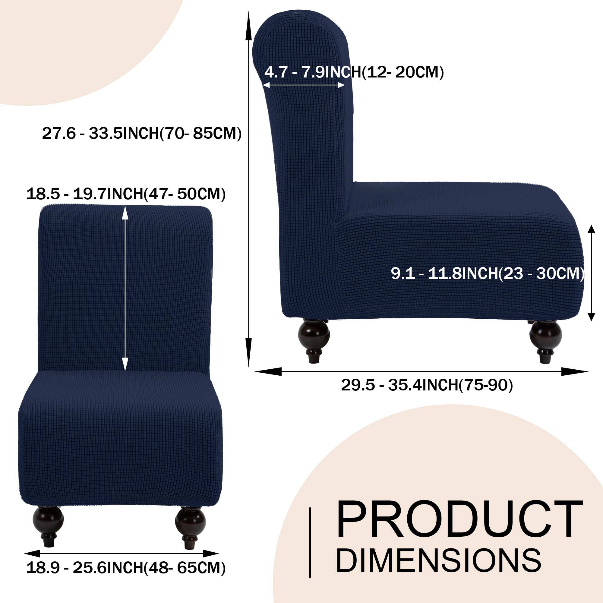 TIANSHU Copridivano Senza Braccioli, Copridivano 1 Posti Senza Braccioli Elasticità Jacquard Antiscivolo Copridivano Clic Clac Pieghevole Regolabile (1Posti, Blu Scuro)