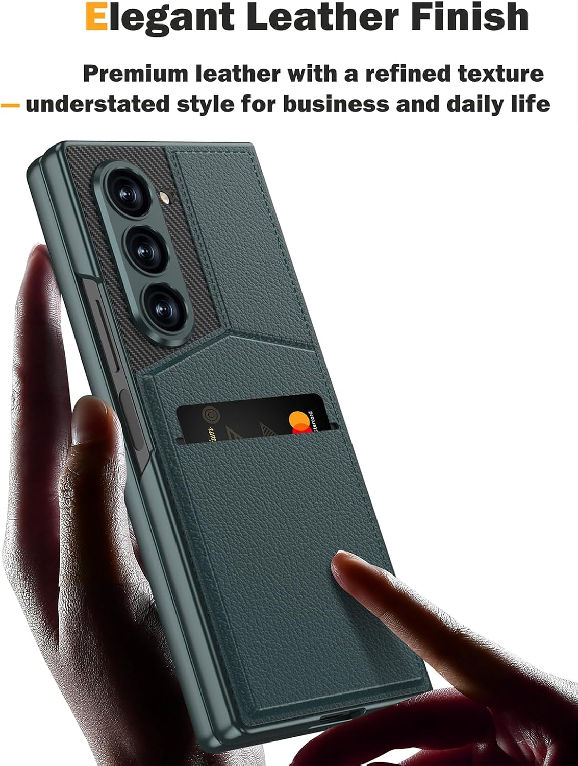 SHIEID Galaxy Z Fold 7 Leather Case with Card Holder Kickstand, Slim Protective Wallet Case with Front Screen Protector, Business Style Cover for Samsung Galaxy Z Fold7, Black