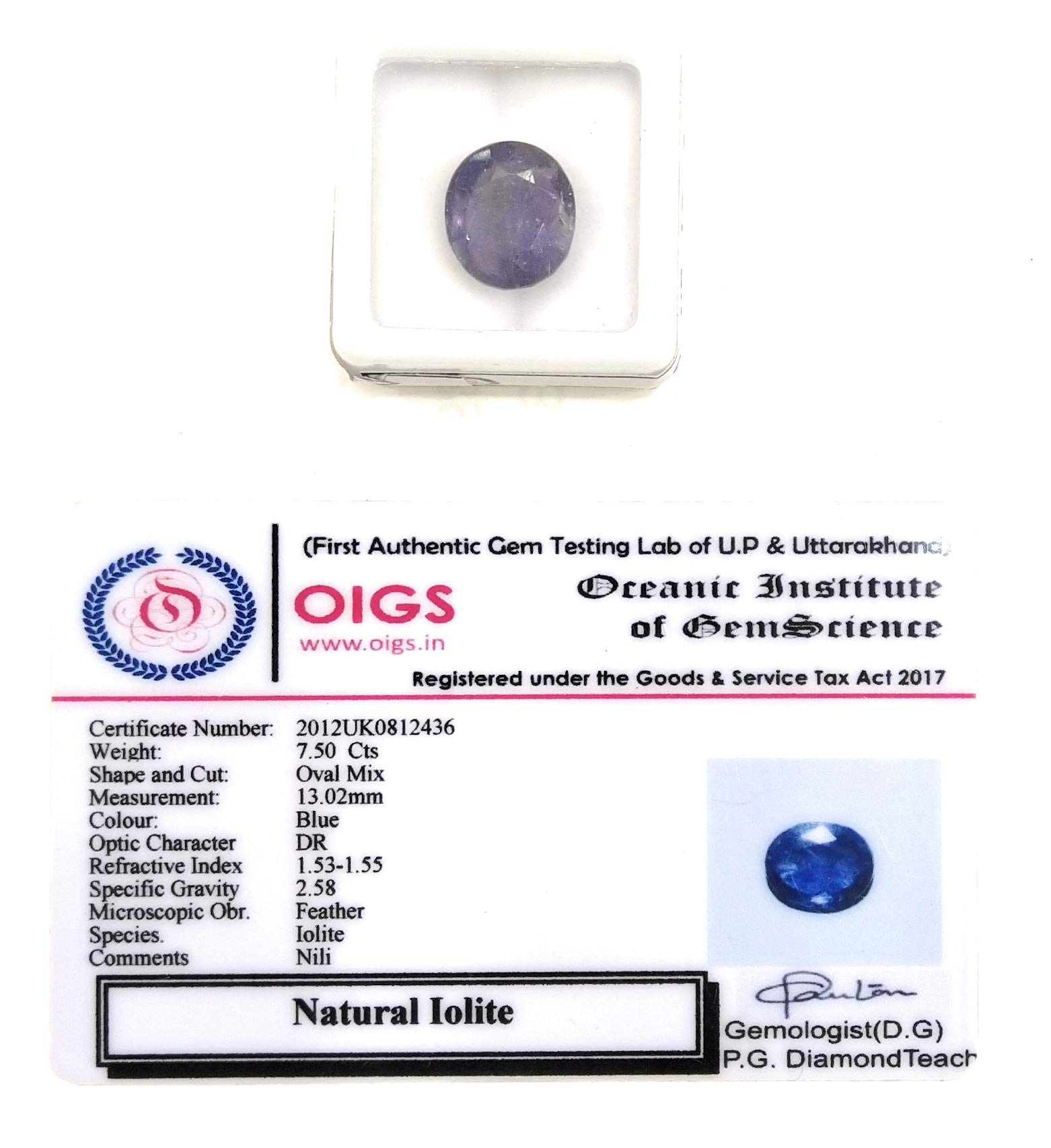 S.R.K Laboratory Tested Neelam/Blue Sapphire Substitute