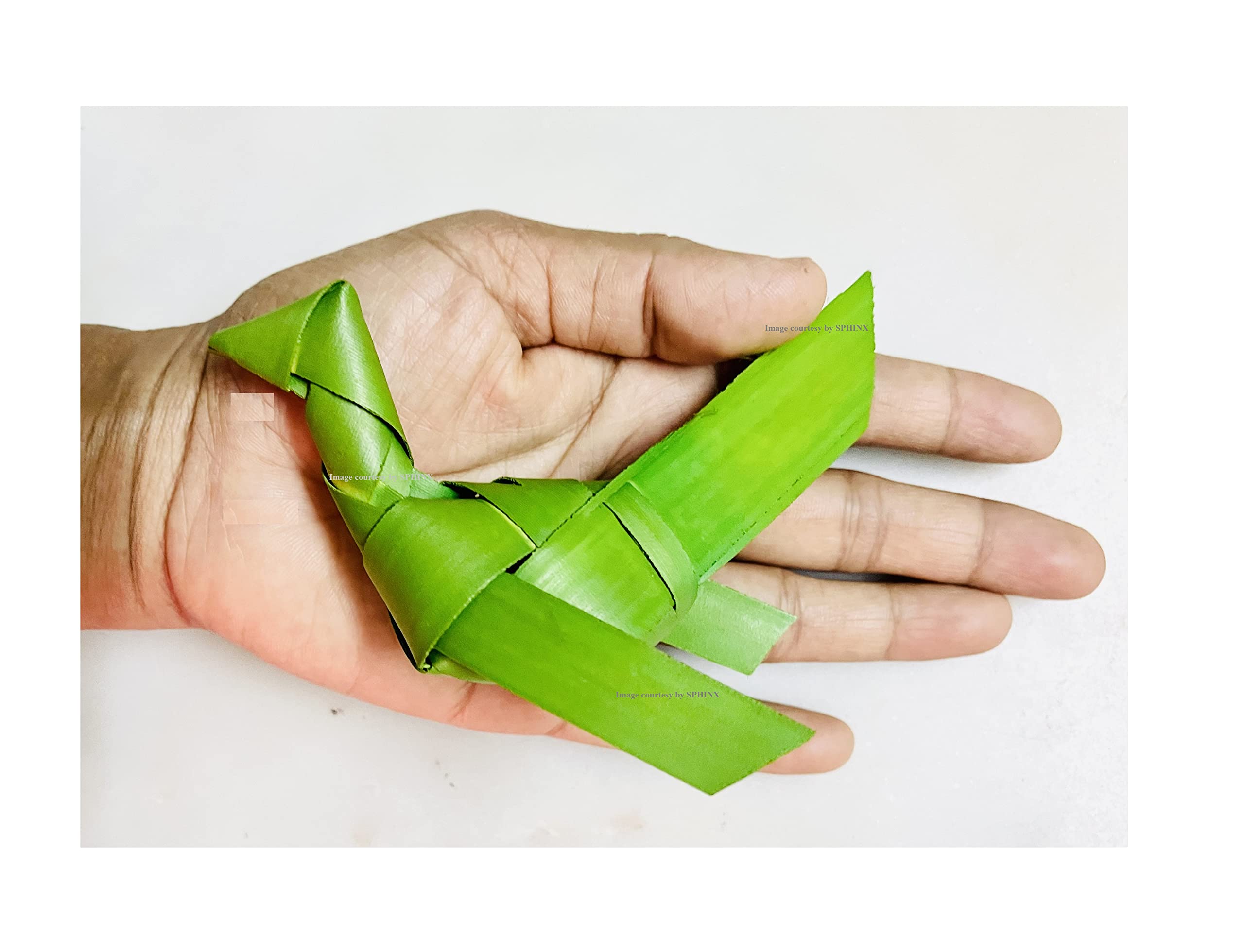 SPHINX Handmade Palm Leaf Parrots | Eco-Friendly Decorations for Crafts, Pooja, Rangoli & Table Decor- (10, Green)