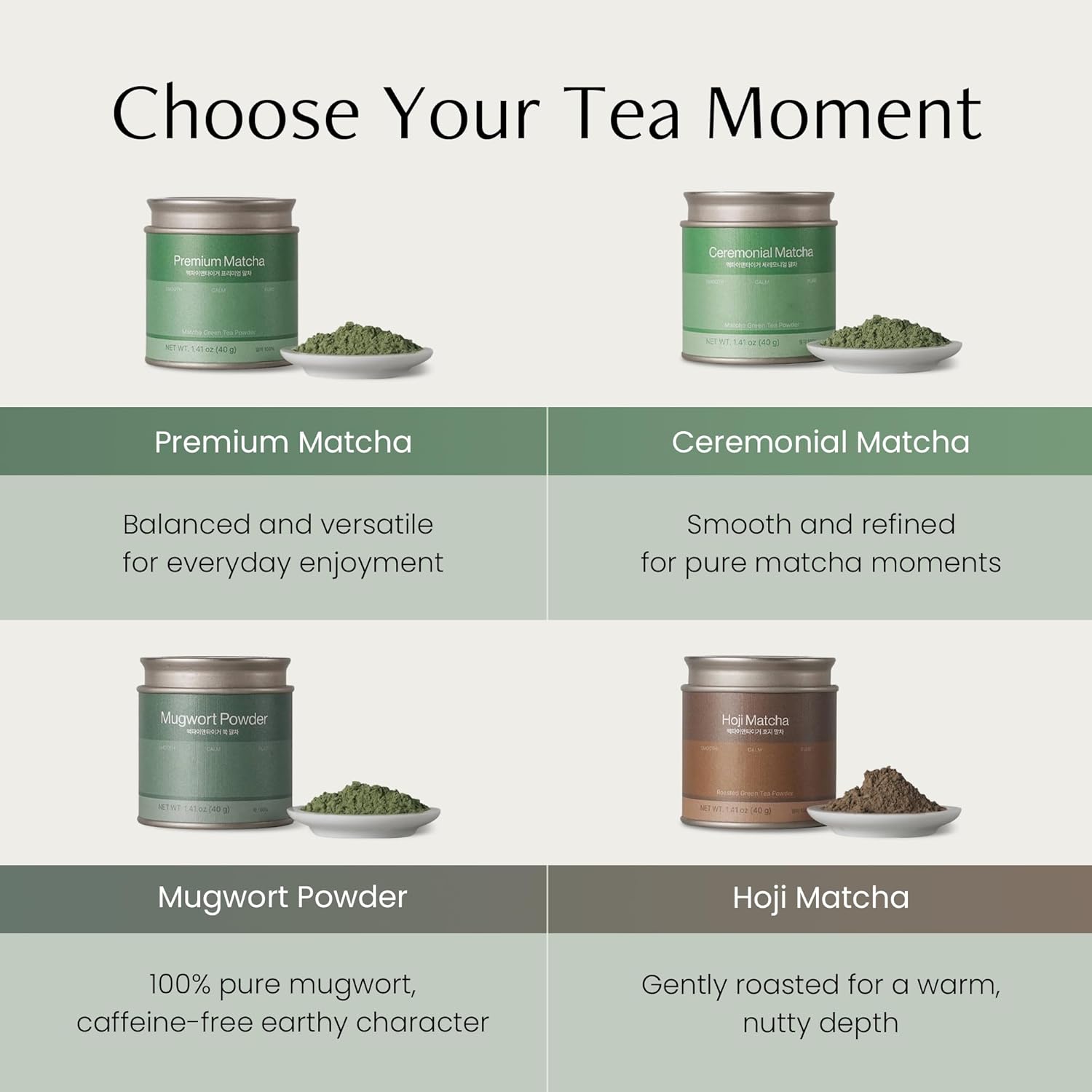 Magpie&Tiger Mugwort Powder Tea - Wild-Grown Korean Herbal Tea | Caffeine-Free, Earthy Flavor (40g)