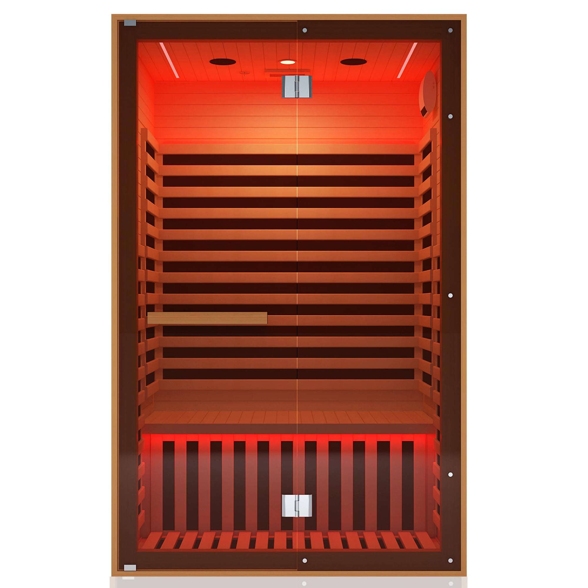 Infrared Sauna Home 2 Person Indoor Sauna Hemlock Wooden Dry Sauna Room Low EMF 1950W with Control Panel, Bluetooth Speaker, Reading Lamp
