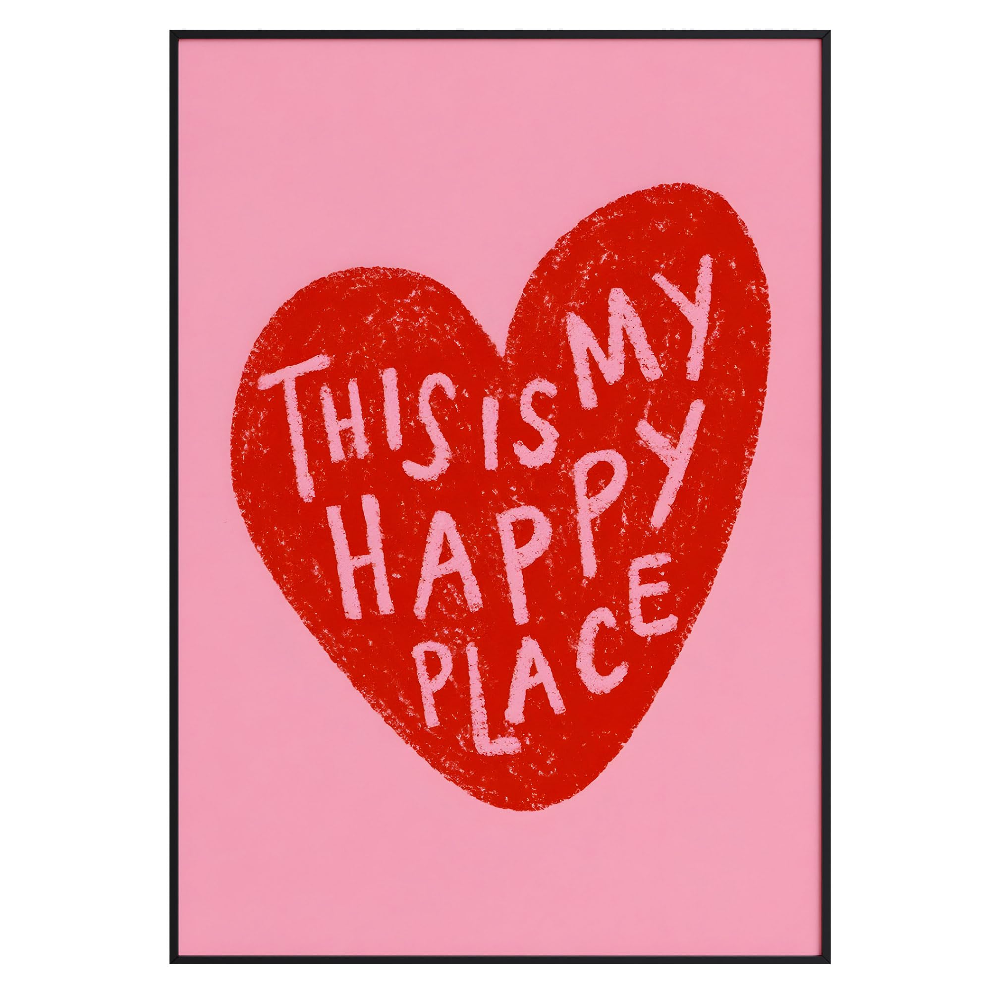 CozyPrints Red Heart This is My Happy Place Wall Art Print Only, Modern Positive Quote Poster, A1 A2 A3 A4 B2 Sizes (A3-29.7 x 42.0 cm)