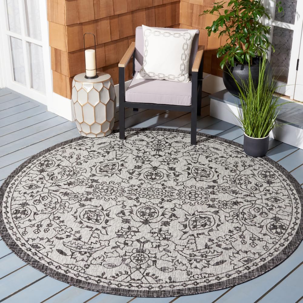 SAFAVIEH Courtyard Collection 9' x 12' Grey/Black CY8968 Indoor/ Outdoor Waterproof Easy-Cleaning Patio Backyard Mudroom Area-Rug