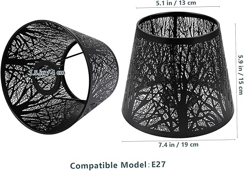 Miniatura 2 de Uonlytech Pantalla de lámpara de sombra de árbol, hierro E27 pequeña lámpara de mesa Hueca hacia fuera pantalla de metal lámpara de estilo moderno
