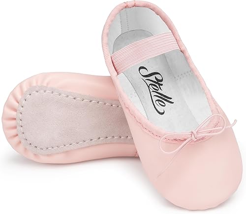 Stelle Zapatos de ballet para niñas, zapatillas de baile de piel sintética para niños, zapatos de bailarina para niños pequeñosniños grandesmujeres