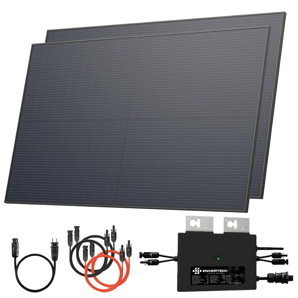 Solarway® 1000W Balkonkraftwerk 800W komplett Steckdose - neuester 800 Watt Wechselrichter - Solaranlage Komplettset - 500W Solarmodule & Envertech & Zubehör
