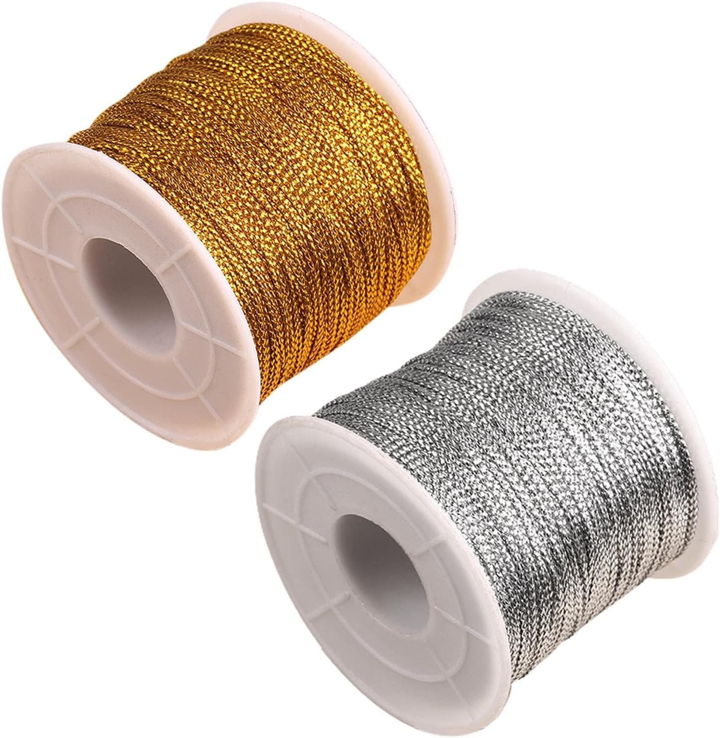 TERRIFI 2 Rolls Gold and Silver String Twine, 100m x 1mm Metallic Cord Craft Making Cord, Suitable for DIY Craft Jewelry Making Hanging Card Gift Wrapping Decor