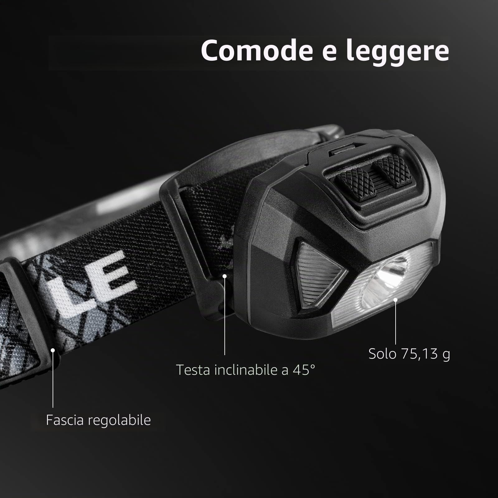 Lepro Torcia Frontale Ricaricabile USB, Lampada Frontale LED 2000lux Luce Bianca, 6 Modalità di Luce, D500 Torcia da Testa IPX4 Impermeabile per Campeggio, Corsa, Jogging, Trekking, Pesca - 2pcs