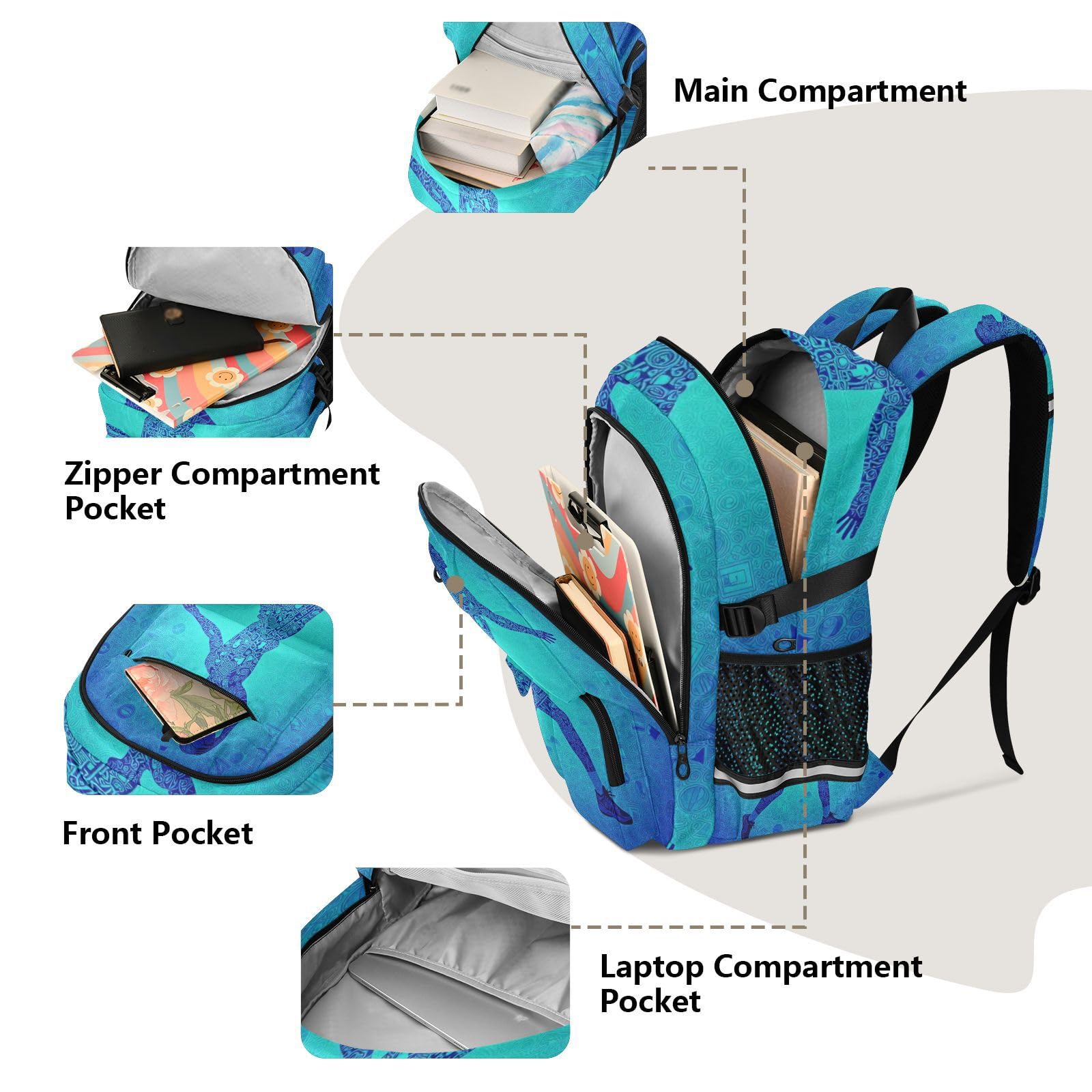 Zaino da viaggio per computer portatile, da basket, per ragazzi e uomini, colore blu, 44,5 cm