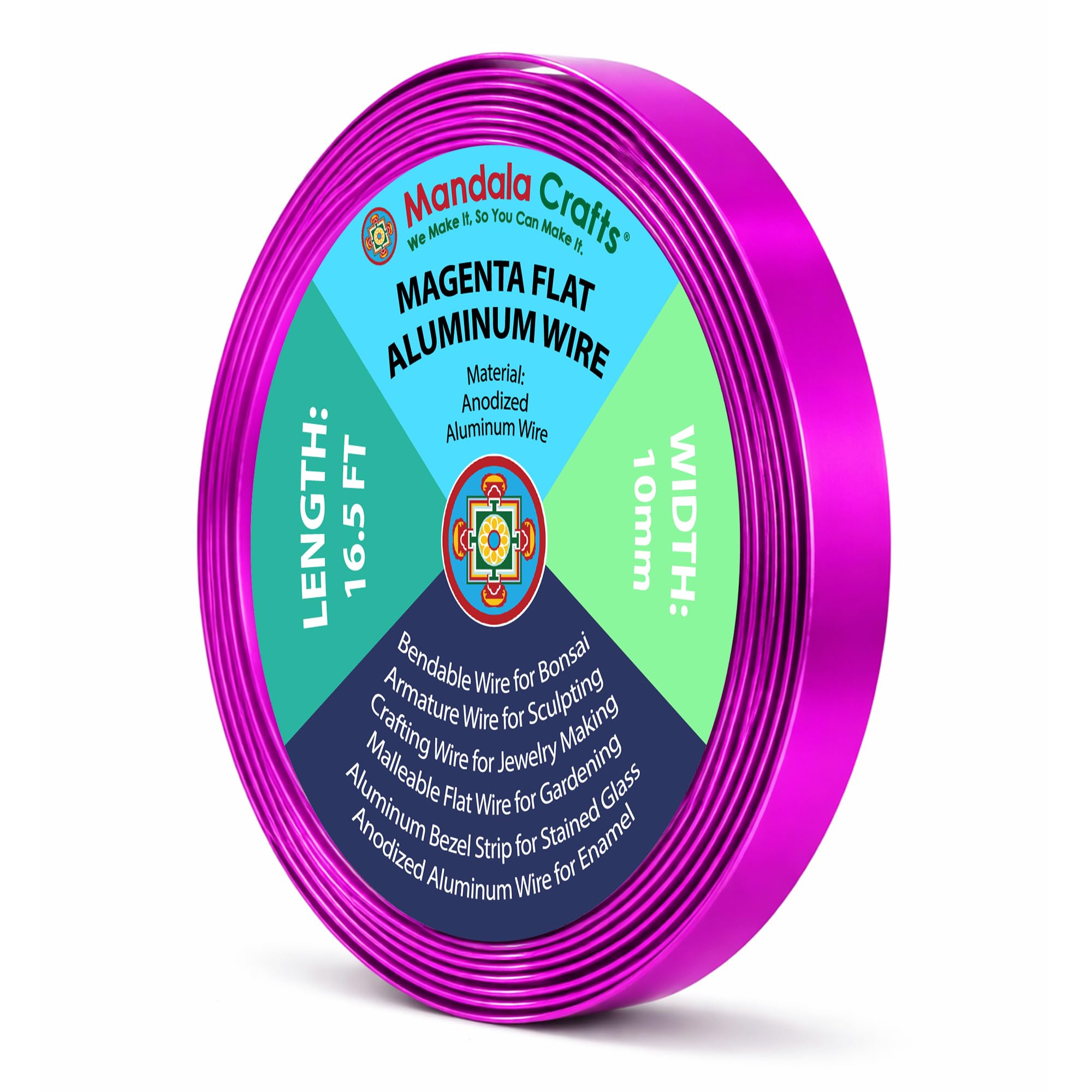 Mandala Crafts 10mm Magenta Flat Aluminum Crafting Wire for Sculpting