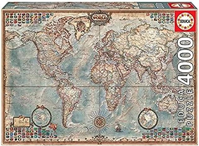 Educa 14827 - The World, Executive Map - 4000 pieces - Genuine Puzzle