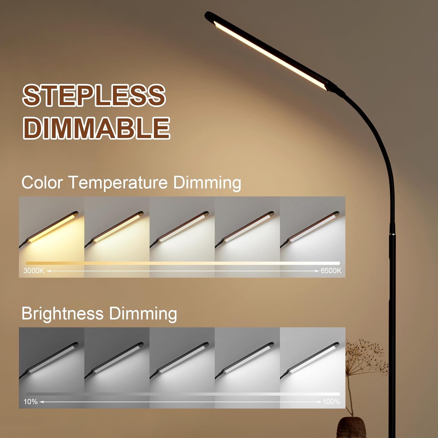 LED Floor Lamp with Table, 15W Bright Reading floor lamp with Remote & Touch Control, Narrow Side Table with USB Charging Station and AC Port, End Table for Bedroom, Living Room and Home Office, Black