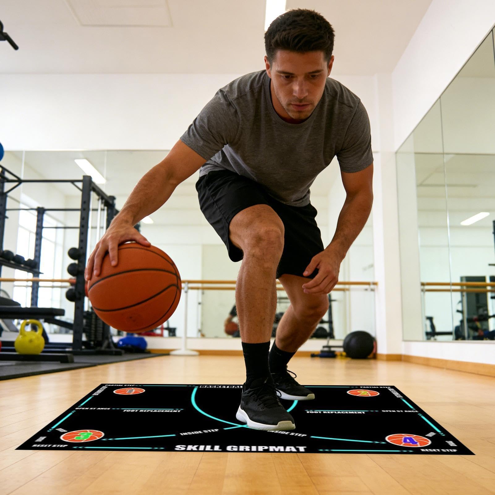 Tappetini da Pallacanestro per Allenamento Attrezzatura Da Allenamento | Pedane Con Impronte Per Basket Per Bambini Adulti Allenatori Scuole Amanti Di Fitness Palestra Casa