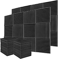 TDHLYJHF 52-Pack 1x12x12 Inch Acoustic Foam Panels - Studio-Grade Soundproof Wedges for Echo Reduction (Black)