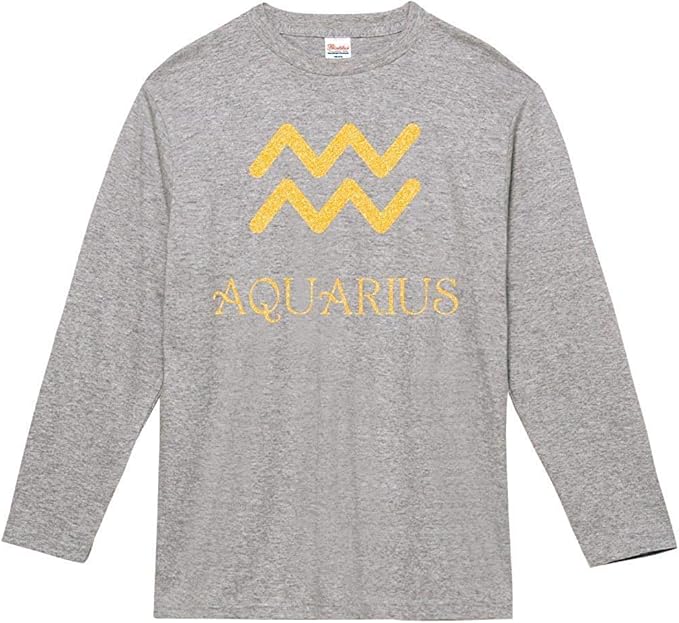 Amazon 桜ファッション みずがめ座 水瓶座 Aquarius 星座 ゴールド ラメ ｃタイプ 長袖 メンズ Tシャツ Tシャツ カットソー 通販