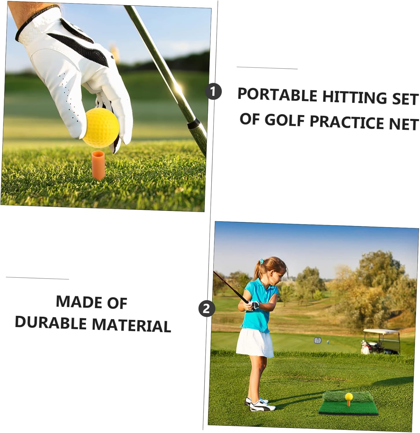 1set Portable Golf Practice Net Set Hitting Mat Tee Pu Training Equipment for Beginners and Family Fun