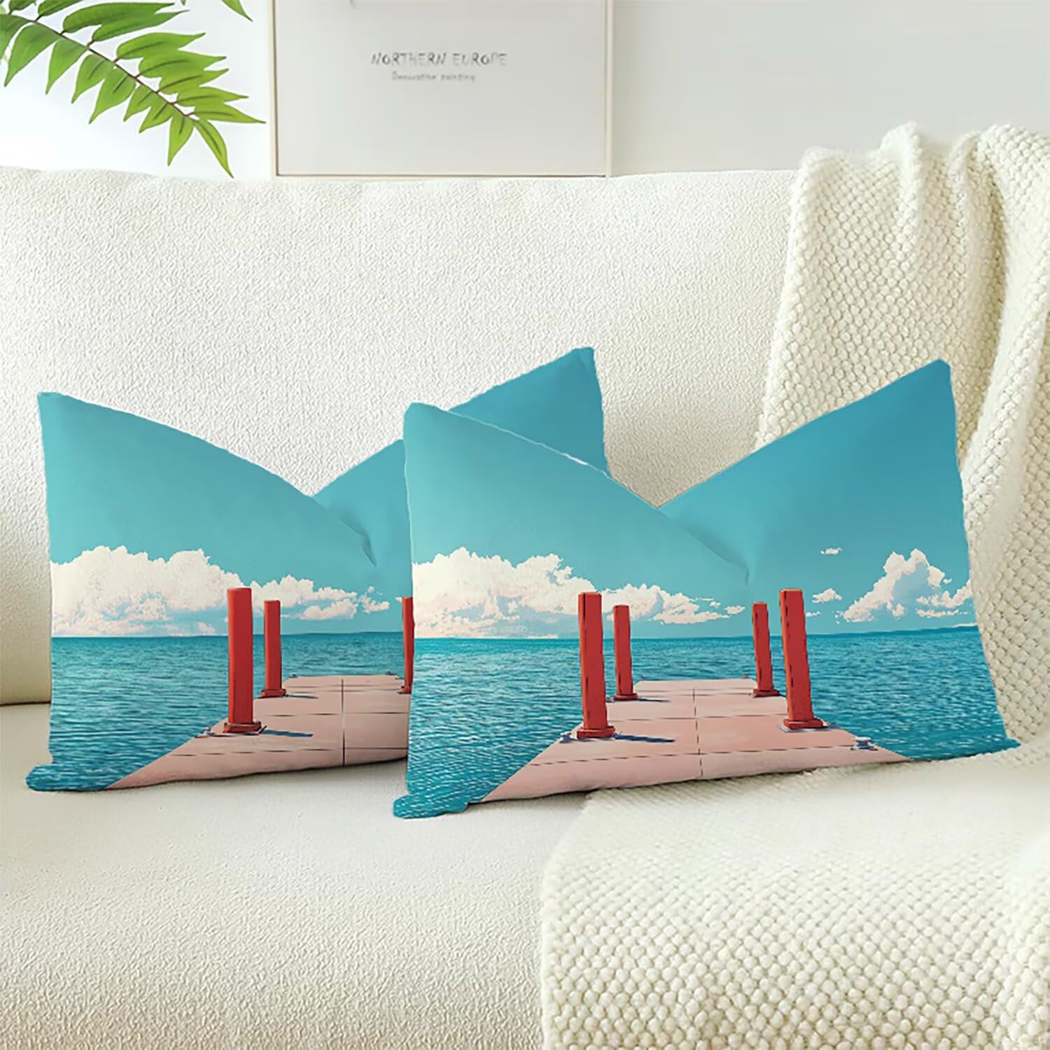 Coussin decoratif canape 70x40cm bleu océan pour un salon cocooning chic