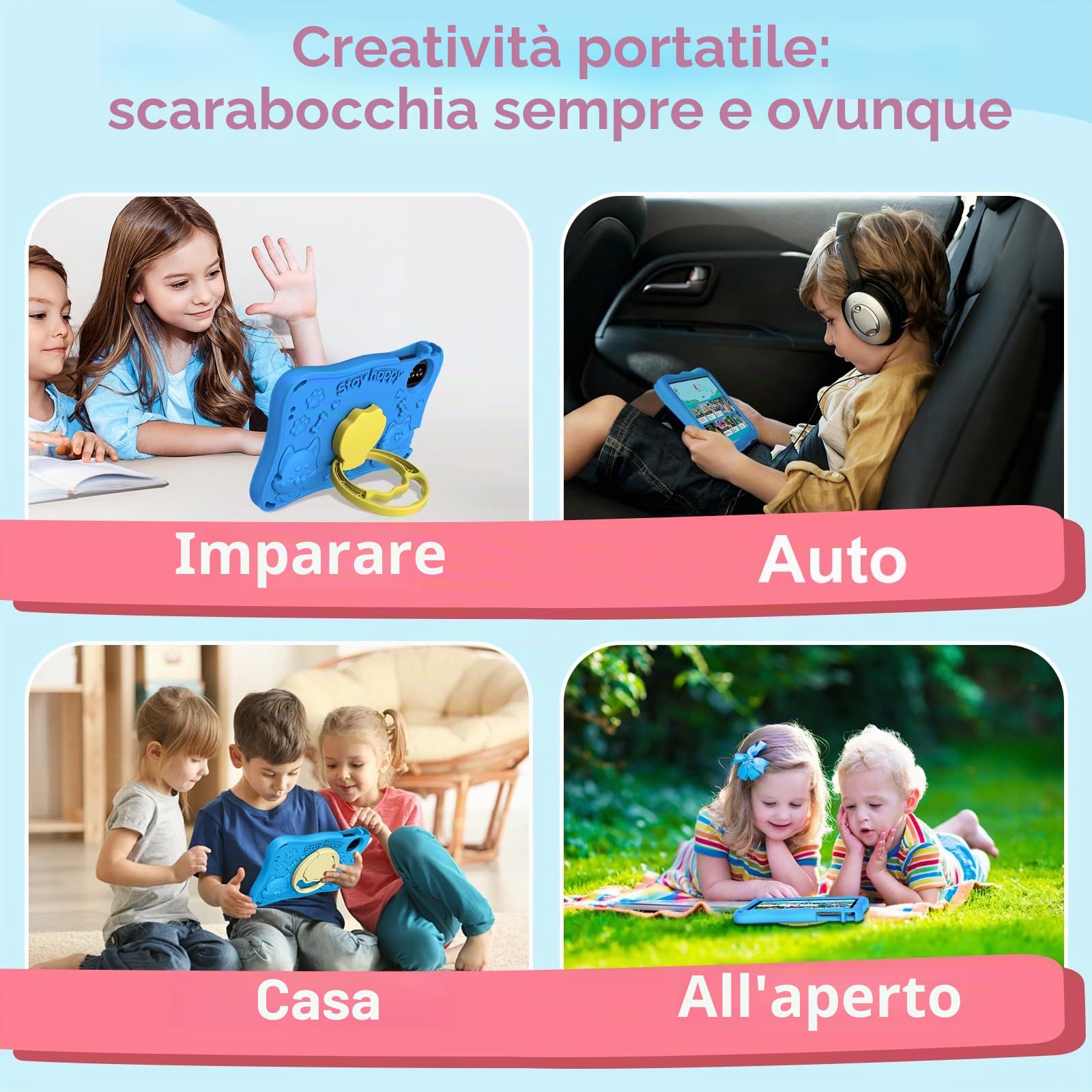 Tablet Android 15 Tablet 9 Pollici, 32GB ROM (TF 2TB), Octa-Core, Widevine L1, GMS, 5G+2.4G WiFi 6, 5 + 8 MP, 1340 * 800 Pixel, 5000mAh, Bluetooth 5.0, Control parentale, Eva - Blu