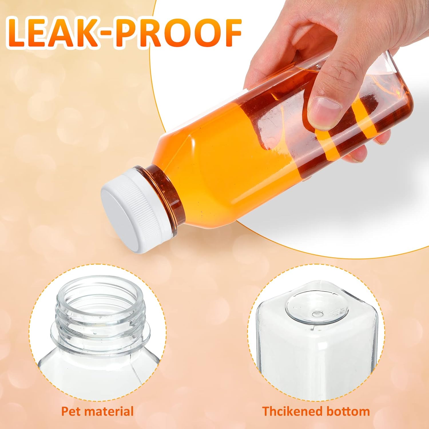 Patelai 48 Pcs Plastic Juice Bottles Bulk with Caps, Small Reusable Empty Clear Beverages Drink Containers Mini Fridge for Juicing, Smoothies, Tea, Milk, Coffee (White,12 oz)