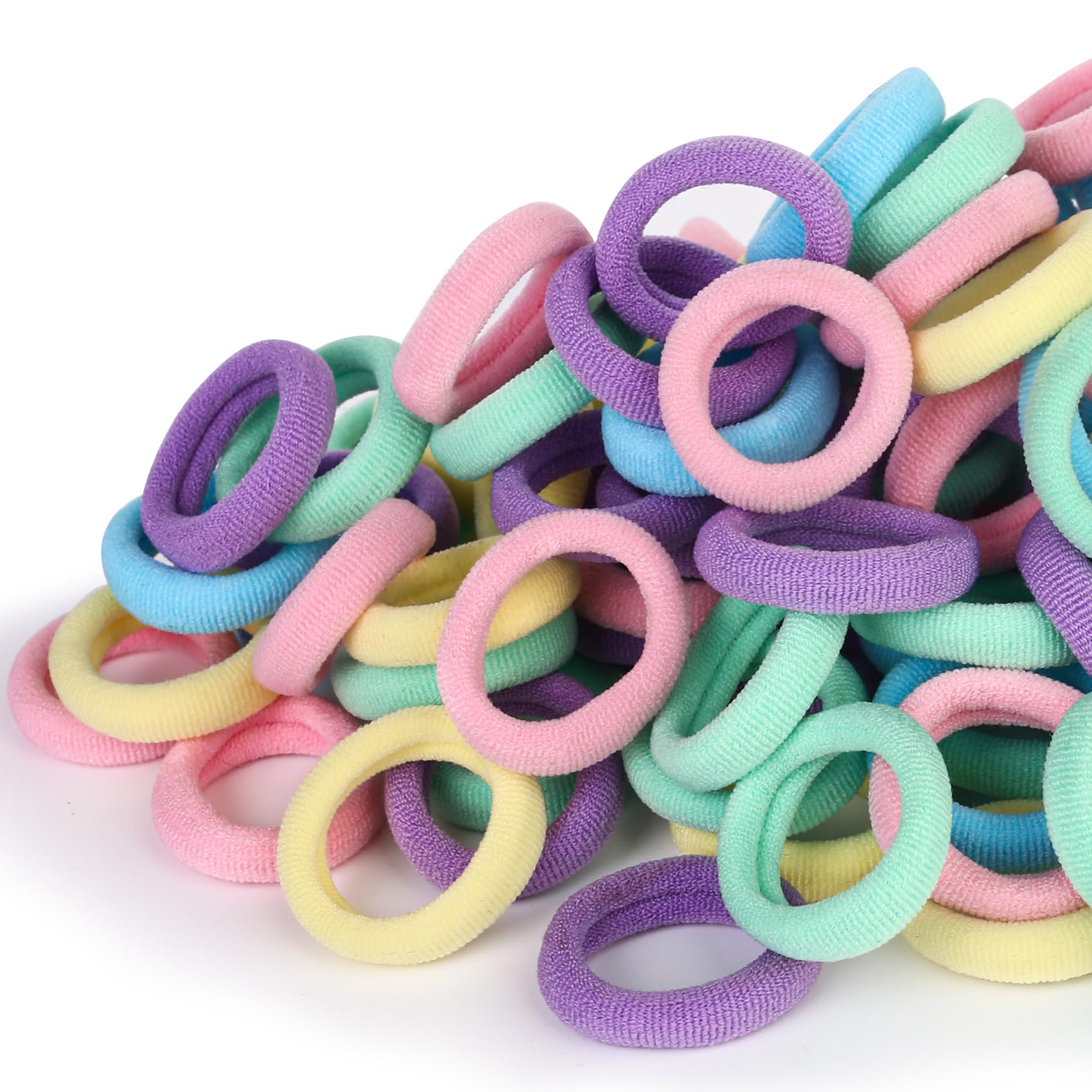 Kids Hair Ties for Toddler Girls, Cotton Baby hair Bands, Mini Hair Ponytail Holders No Damage, 1 Inch Diameter, 5 Colors