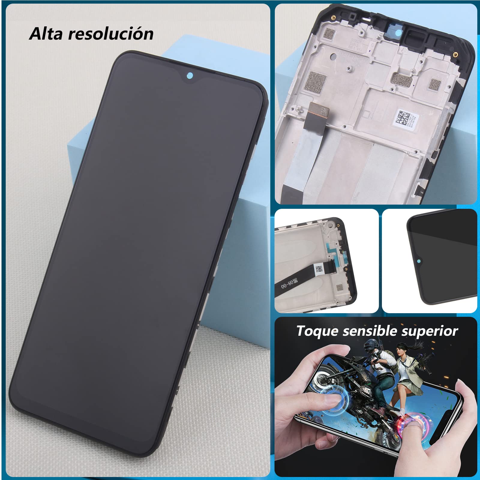 RongZy Pantalla para Xiaomi Redmi 9 Táctil LCD de Repuesto Ensamblaje Digitalizador Reemplazo para Redmi 9 con Herramientas (Negro con Marco)