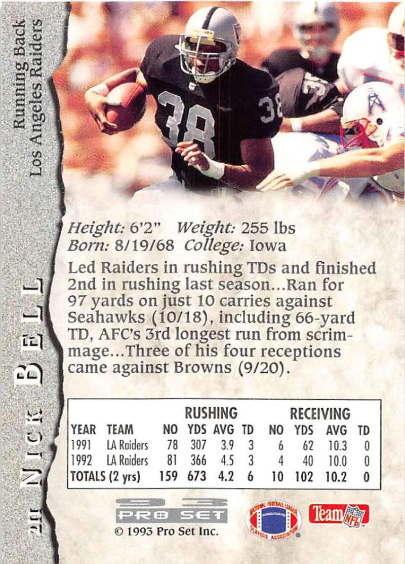 Amazon.com: 1993 Pro Set Football #211 Nick Bell Los Angeles