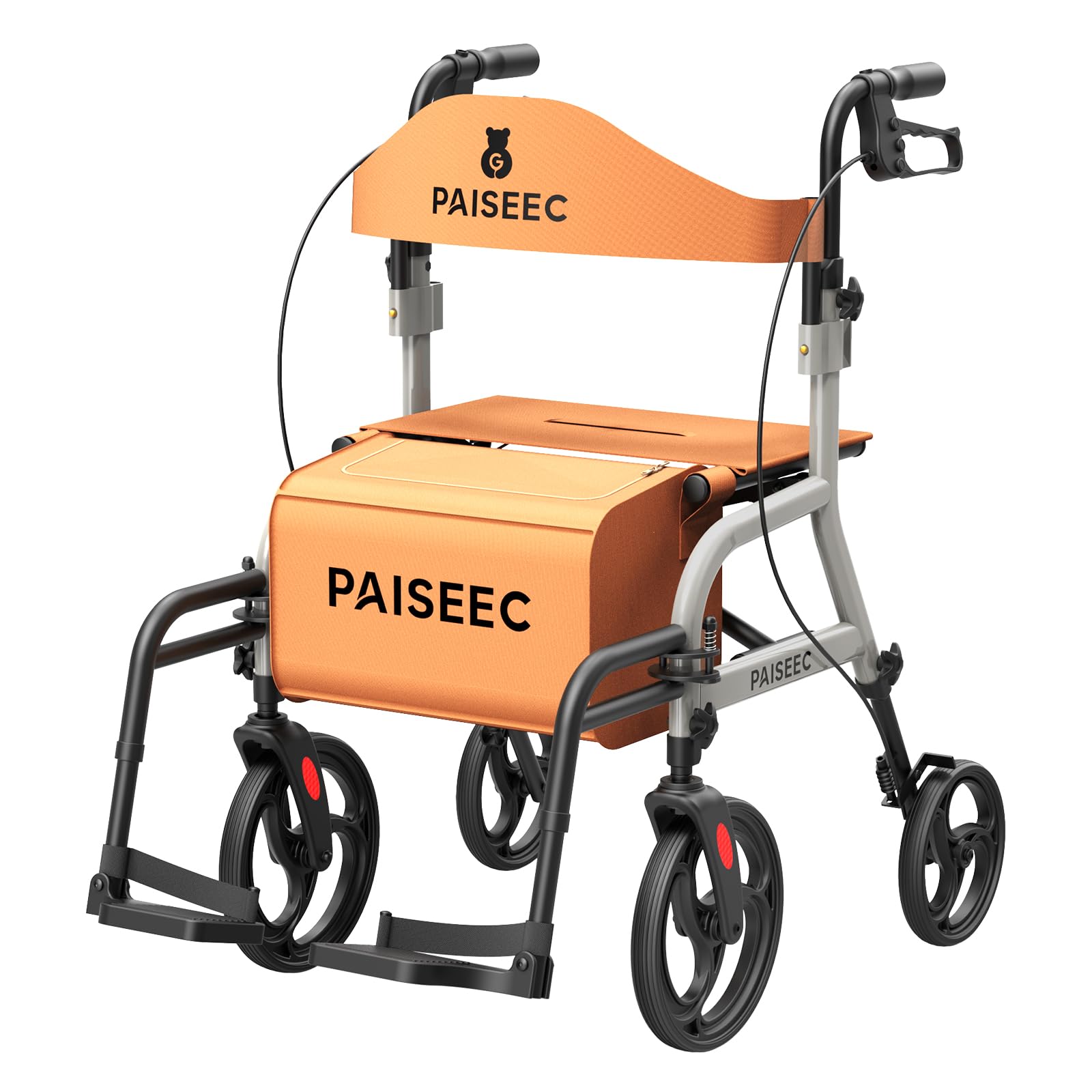 PAISEEC Foldable Rollator Walker with Seat for Seniors, 10