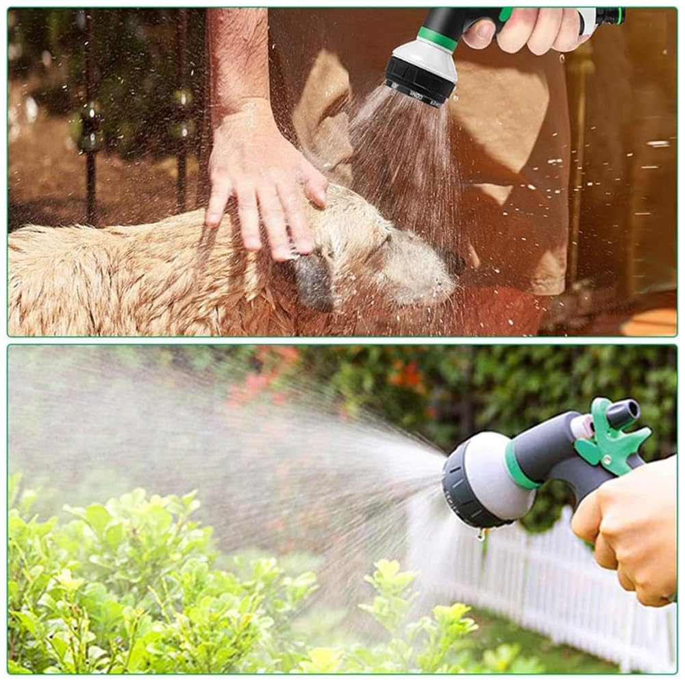 Manguera de jardín expandible, manguera de agua flexible con tela extrafuerte, con boquilla de pulverización funciones, manguera expandible ligera a prueba de fugas para riego y lavado (verde