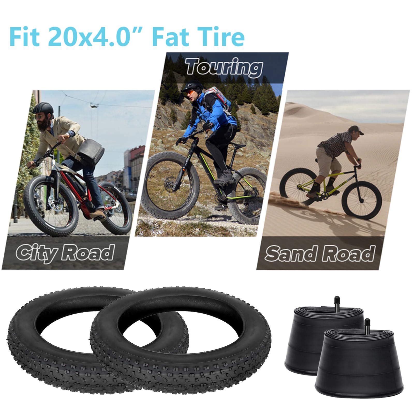 20 Zoll Fat Bike Reifen Set - 20x4.0 Fat Reifen für Hochleistungs- und geländegängiger Ersatzreifen für MTB-Fahrräder und E-Bikes für Straßen- oder Trailfahrten 2er-Pack