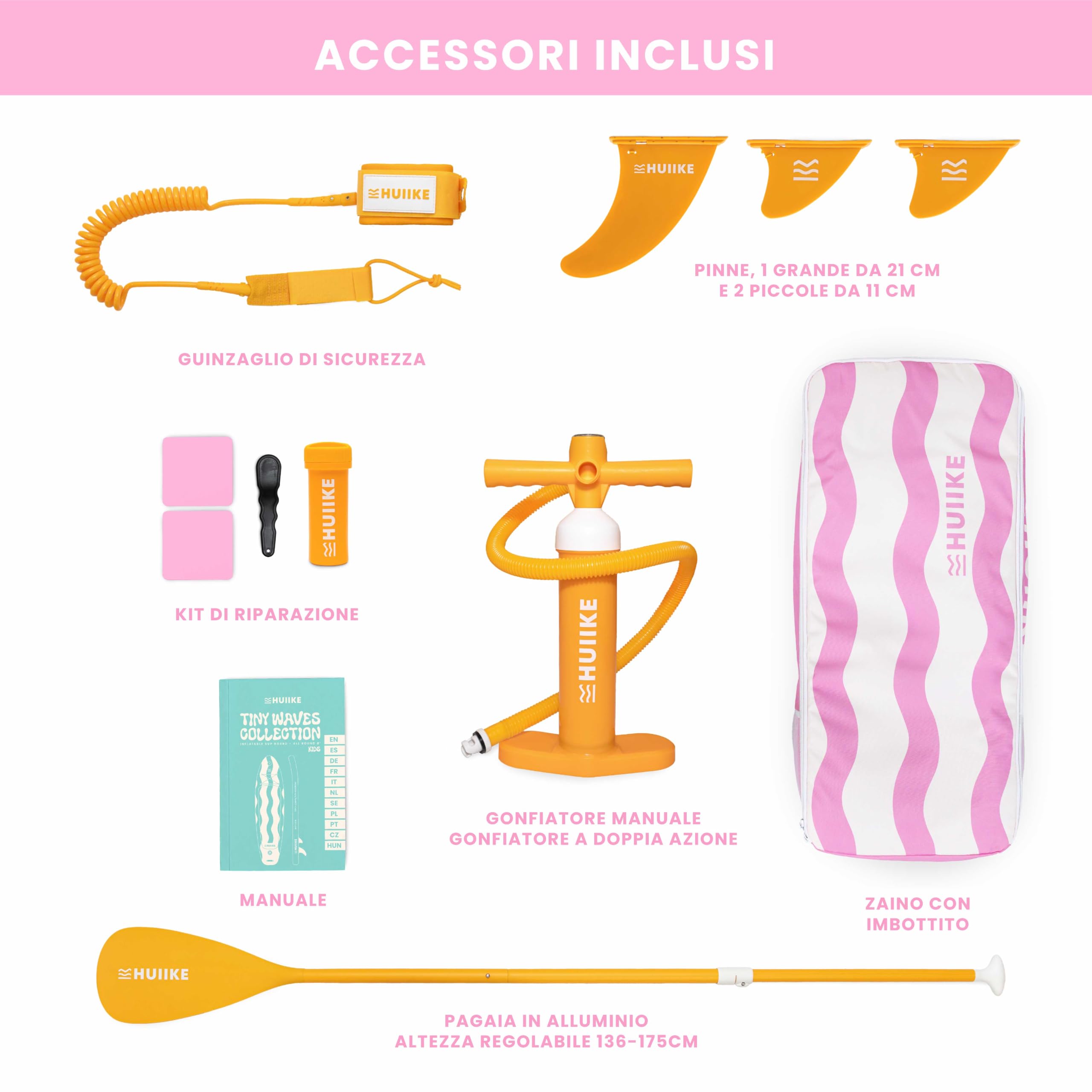 HUIIKE Tavola SUP Gonfiabile per Bambini 8'7" e Fino a 80 kg con Accessori