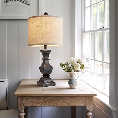 Miniatura 5 de PoKat Lámpara de mesita de noche de 20.5 pulgadas para mesita de noche de dormitorio, lámpara de granja para sala de estar, lámpara de luz negra con