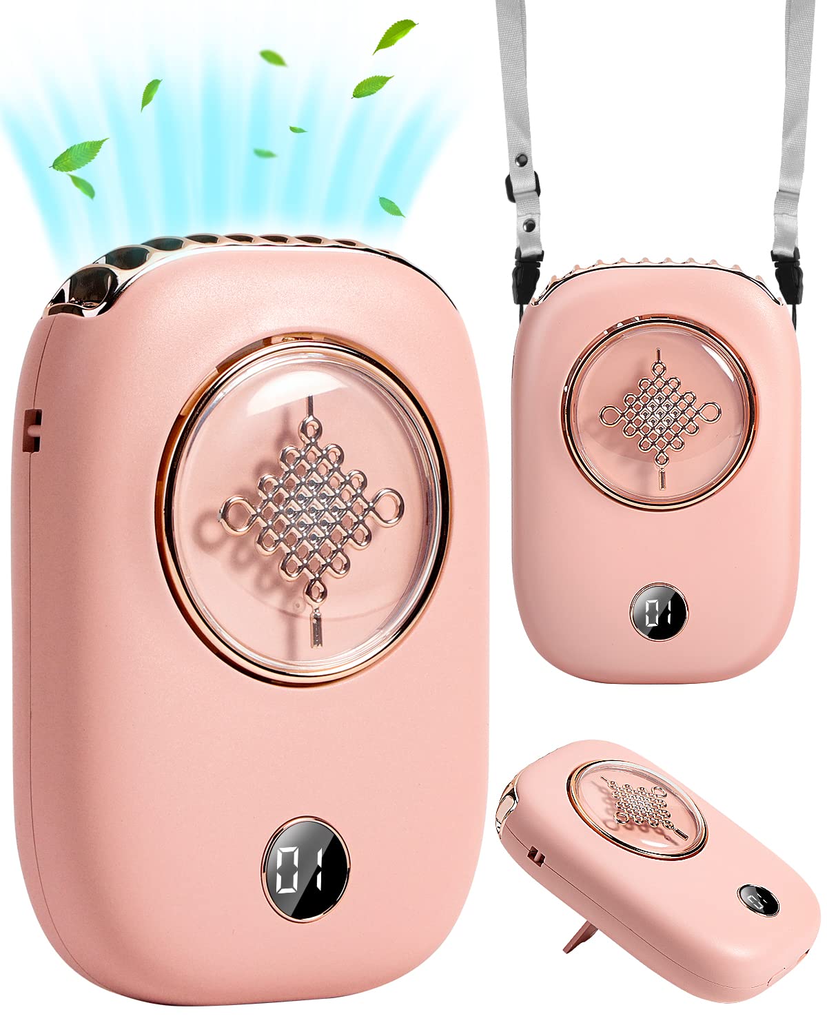 AICase Mini ventilateur portable rechargeable personnel 3 vitesses batterie 2000mAh avec affichage LED de la batterie et cordon pour l'extérieur, cuisine, bureau, plage, marche, exercice et maquillage