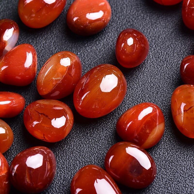 KatLin Natural Crystal Stone Red Agate Stone Polished Original Stone Random Large Grain Crystal Stone Fish Tank Decoration Ornaments (Size : 1pack (400g))