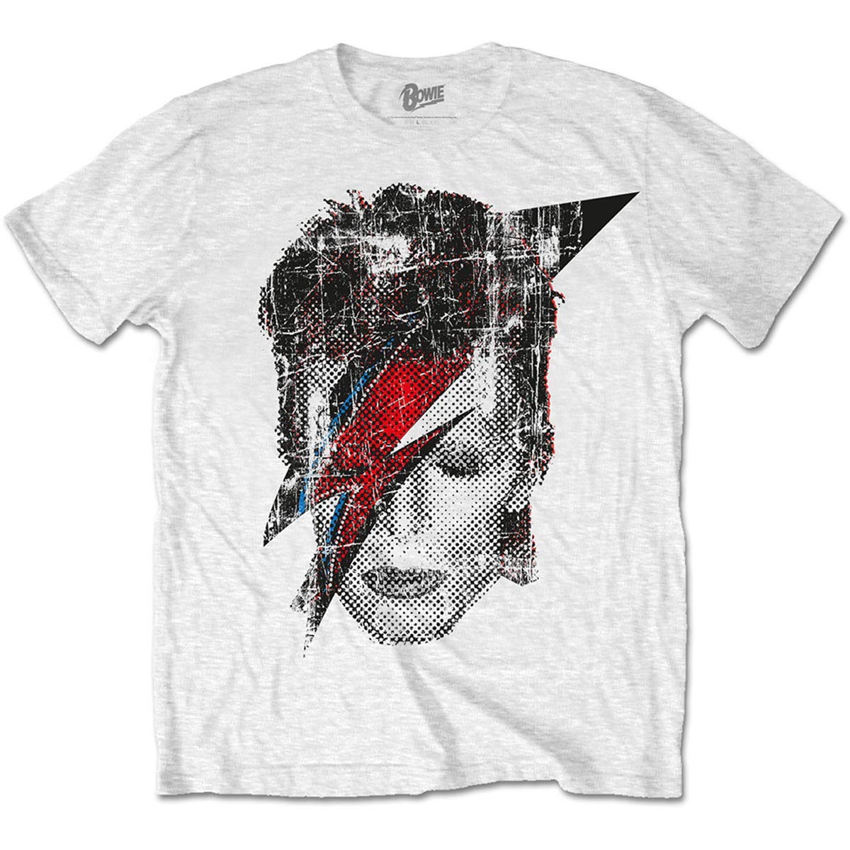 Rockoff Trade Men's David Bowie Halftone Flash T - Shirt, White (White White), Small (Manufacturer Size:Small)