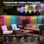 Lumières extérieures permanentes 100 pi pour maison, lumières LED RGB+IC intelligentes avec 16 millions de couleurs DIY, contrôle par application/télécommande, étanches IP67, éclairage de corniche pour décorations de Noël, Halloween, fêtes