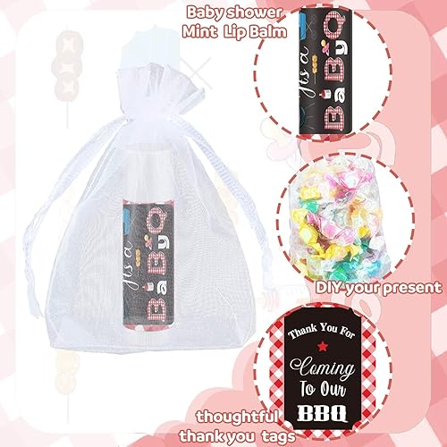 Miniatura 3 de Demissle Juego de 50 bálsamos labiales para baby shower, con 100 bolsas de organza, recuerdo de fiesta de baby shower, cuerda de agradecimiento para